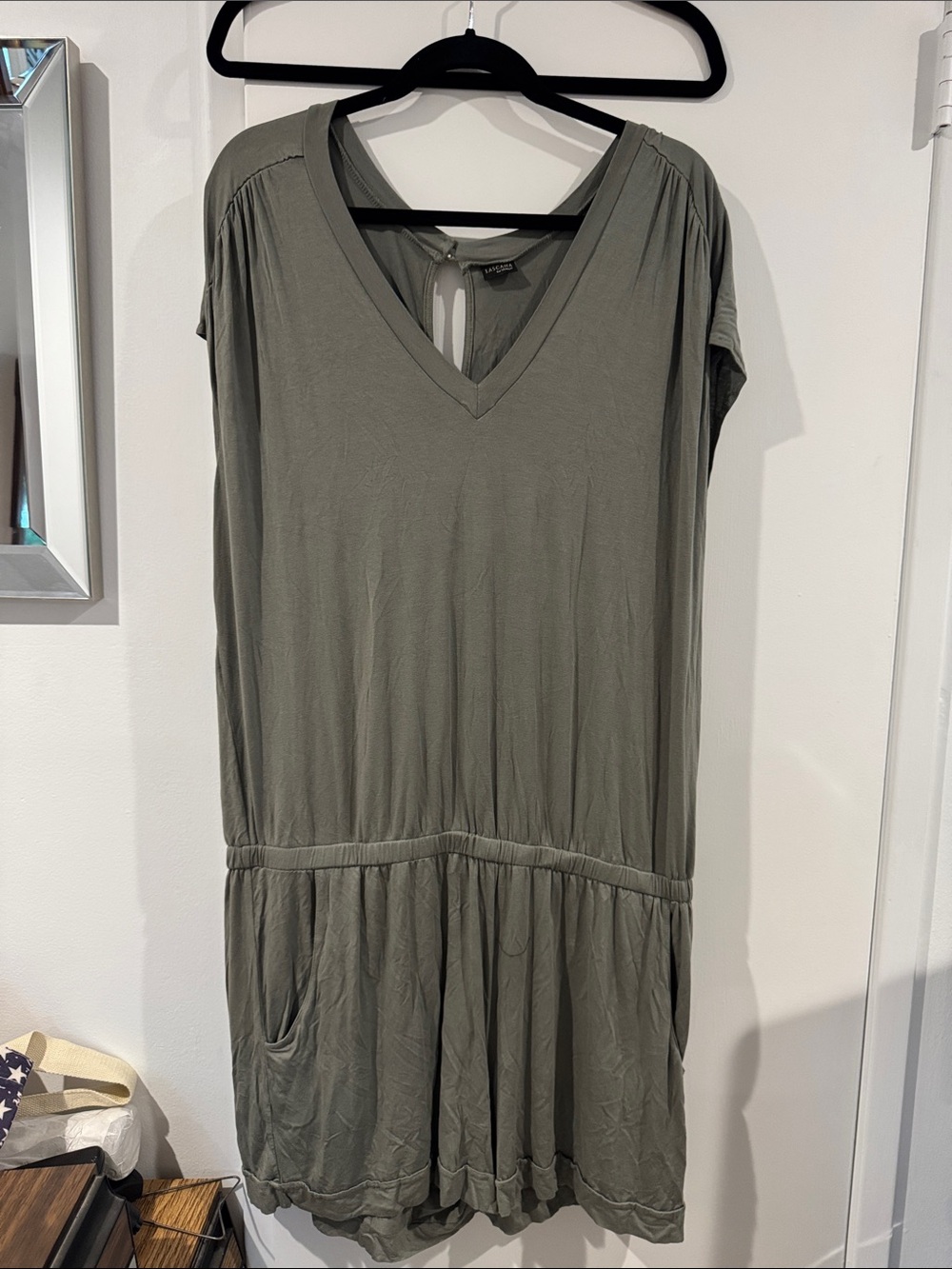 BNWOT Lascana by Venus Olive Green V-Neck Romper 16 soft Viscose